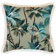 Cushion Cover-Coastal Fringe-Palm Trees Sage-60cm x 60cm