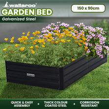 Wallaroo 150 x 90 x 30cm Galvanized Steel Garden Bed - Black