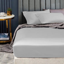 Ramesses 1500TC Elite Egyptian Cotton Sateen Fitted Sheet Combo Set Silver Queen