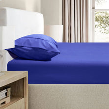 Ramesses 2000TC Bamboo Embossed Fitted Sheet Combo Set Royal Blue King
