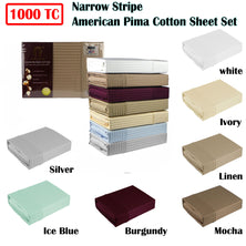 Ramesses 1000TC American Pima Cotton Narrow Stripe Sheet Set Silver Queen