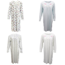 100% Cotton Women Nightie Night Gown Pajamas Pyjamas Winter Sleepwear PJs Dress, Red & Purple Flowers, 20