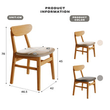 Dining Chairs Kitchen Chair Natural Wood Linen Fabric Cafe Lounge Chairs