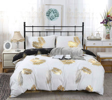 Reversible Design Leaves Queen Size Bed Quilt/Duvet Cover Set