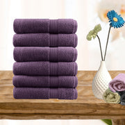 6 piece ultra light cotton hand towels in aubergine