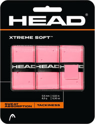 Pack of 3 HEAD XtremeSoft Overgrip Tennis Squash Over Grip Super Tacky Anti-Slip - Pink