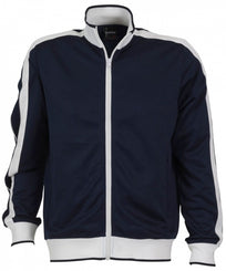 Identitee Mens Varsity Track Top Jacket Tracksuit Warm Winter Jumper Long Sleeve - Navy/White - S