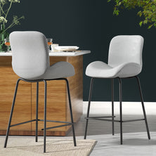Artiss Bar Stools Metal Stool Dining Chairs Kitchen Counter Barstools Fabric x2