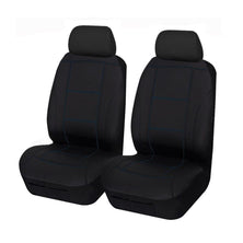 Universal Lavish Front Seat Covers Size 30/35 | Black/Blue Stitching
