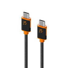J5create JUCX24 USB-C to USB-C Sync & Charge Cable 180cm, Braided Polyester Supports USB 2.0 with speeds up to 480Mbps, output up to 3A