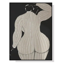 50cmx70cm Mid Century Lady Black Frame Canvas Wall Art