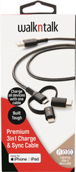 Walk n Talk 3in1 Charge & Sync Cable/USB-C/Micro USB