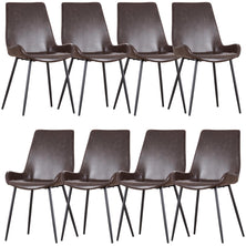 Brando  Set of 8 PU Leather Upholstered Dining Chair Metal Leg - Brown