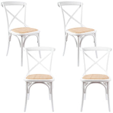 Aster Crossback Dining Chair Set of 4 Solid Birch Timber Wood Ratan Seat - White