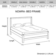 Bed Frame King Size in Solid Wood Veneered Acacia Bedroom Timber Slat in Chocolate