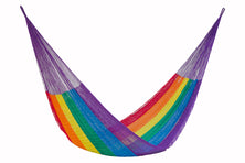 Mayan Legacy Jumbo Plus Size Nylon Mexican Hammock in Rainbow Colour