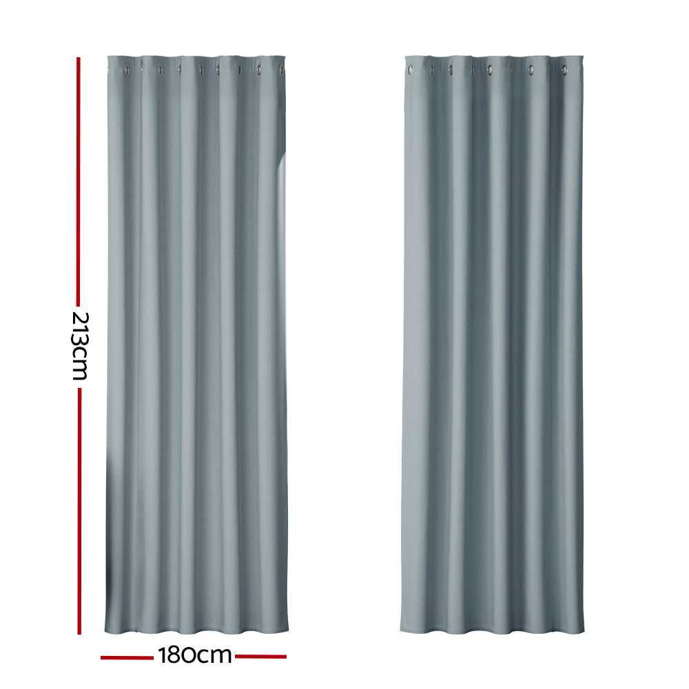 Artiss 2X Blockout Curtains Eyelet 180x213cm Grey