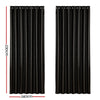 Artiss 2X Blockout Curtains Eyelet 240x230cm Black Shine