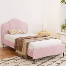 Artiss Bed Frame King Single Size Velvet Pink OLAN