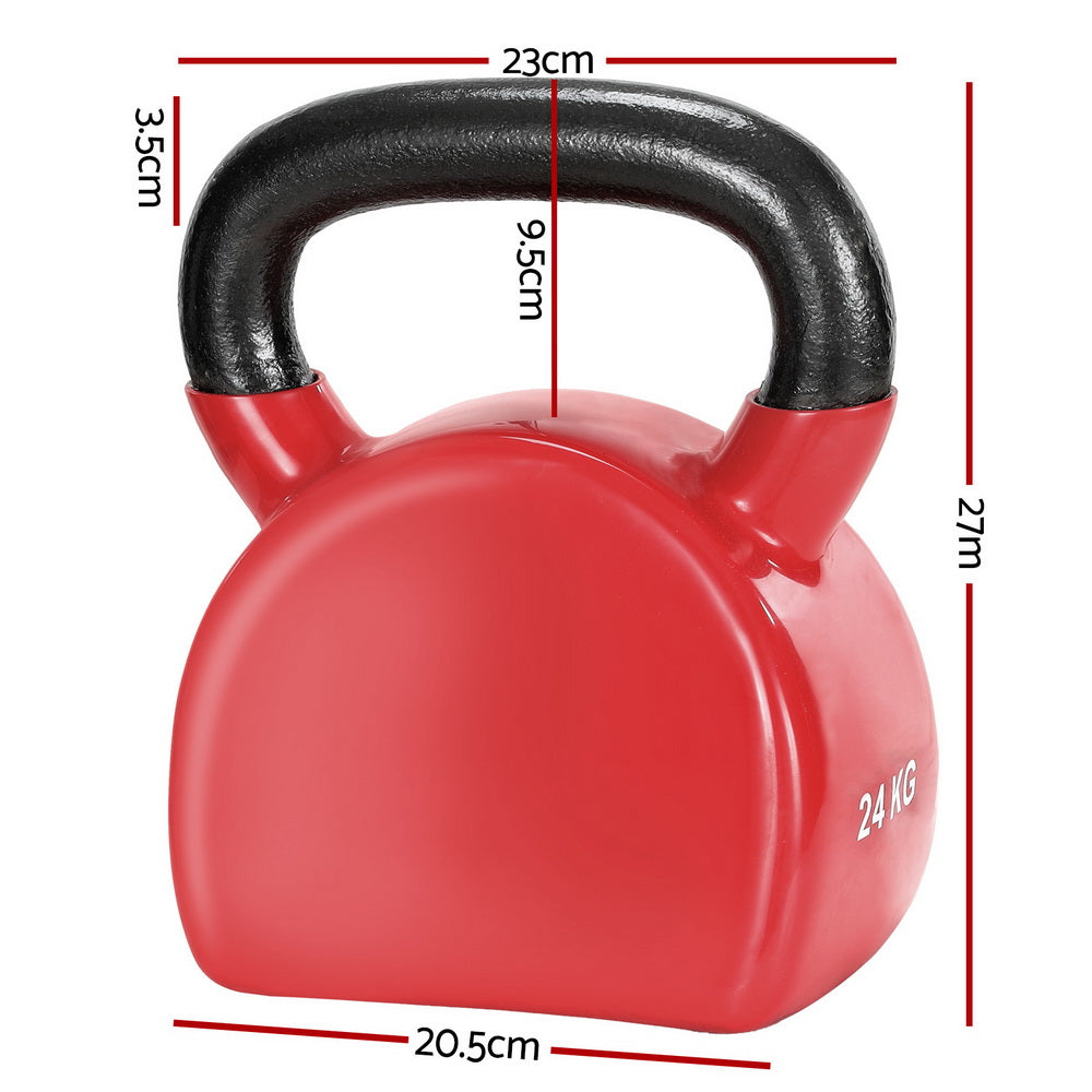 Everfit 24kg Kettlebell Set Weightlifting Bench Dumbbells Kettle Bell Gym Home