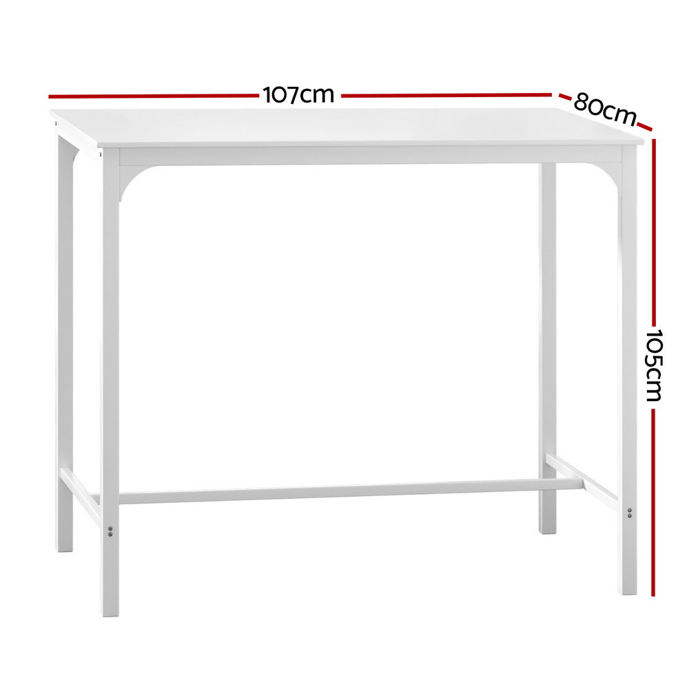 Artiss Bar Table Dining Desk High Kitchen Shelf Metal Legs Cafe Pub White