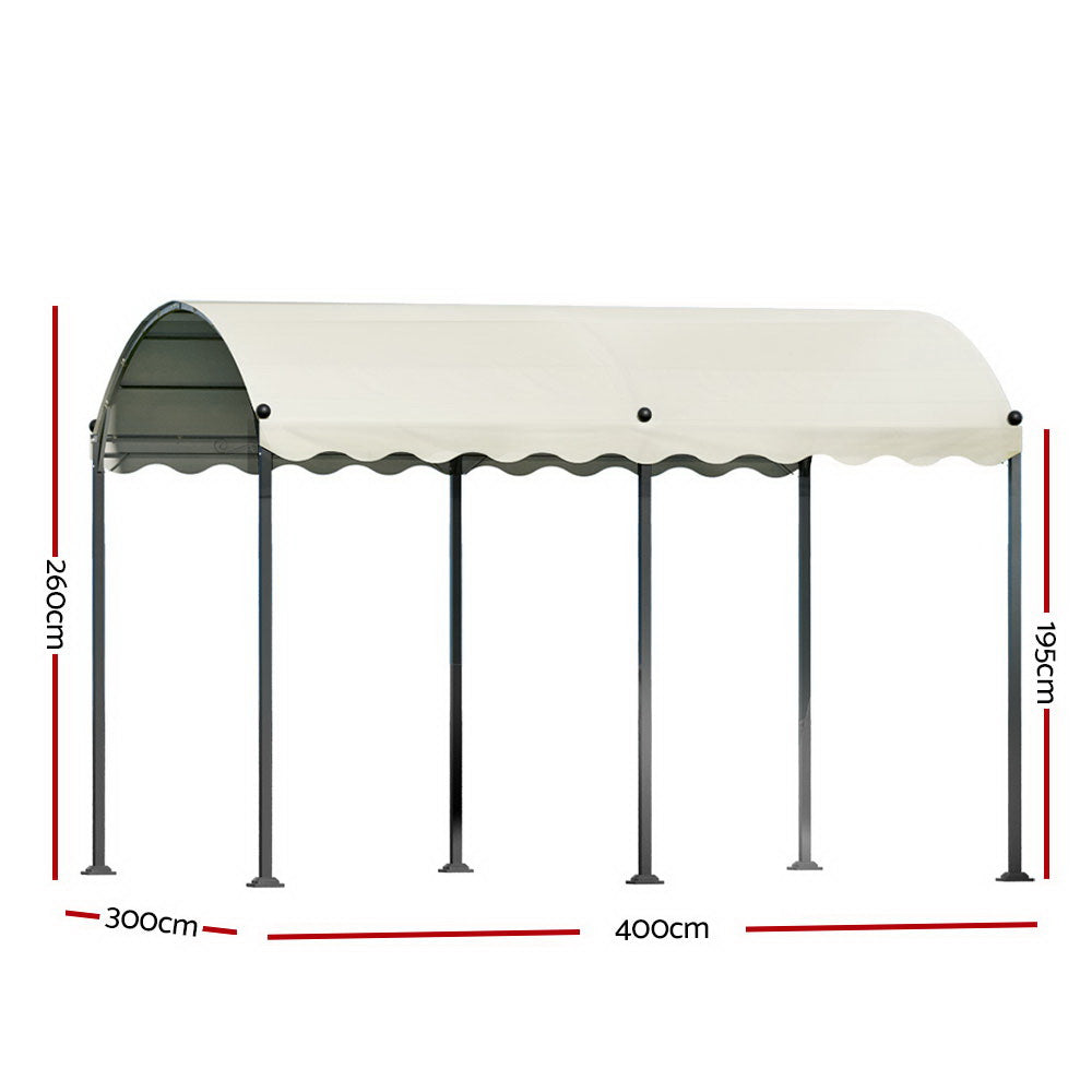 Instahut Gazebo Marquee 4x3m Outdoor Event Wedding Tent Camping Party Shade Iron Art Canopy Beige