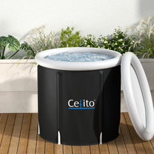 Portable Ice Bath Tub 75X75CM Inflatable Cold Water Folding Bathtub Spa Massage