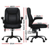 Artiss 2 Point Massage Office Chair Leather Mid Back Black