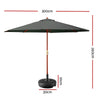 Instahut 3m Outdoor Umbrella w/Base Pole Umbrellas Garden Sun Stand Deck Charcoal