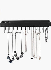 Wall Mount Hanging Jewellery Organiser Holder with 23 Hooks (Black)