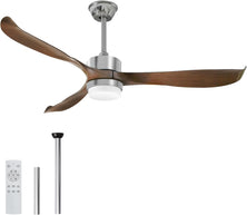 Modern Ceiling Fan with Lights, Remote, Brown