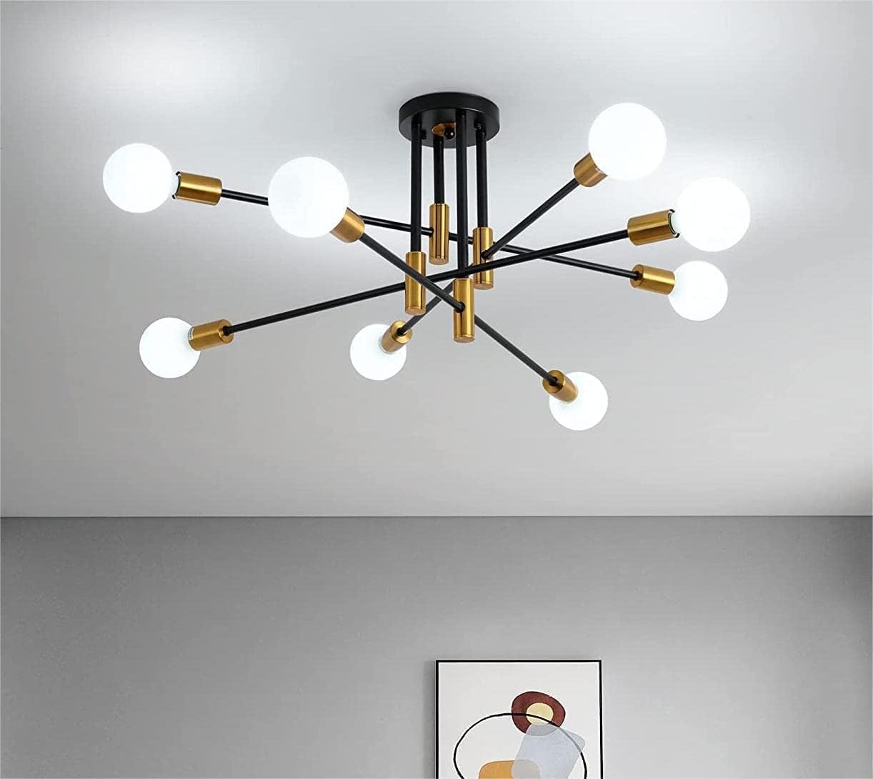 Modern Black Gold Ceiling Light 8 Lights