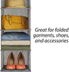 5 Tier Shelf Hanging Closet Organizer and Storage for Clothes (Grey)