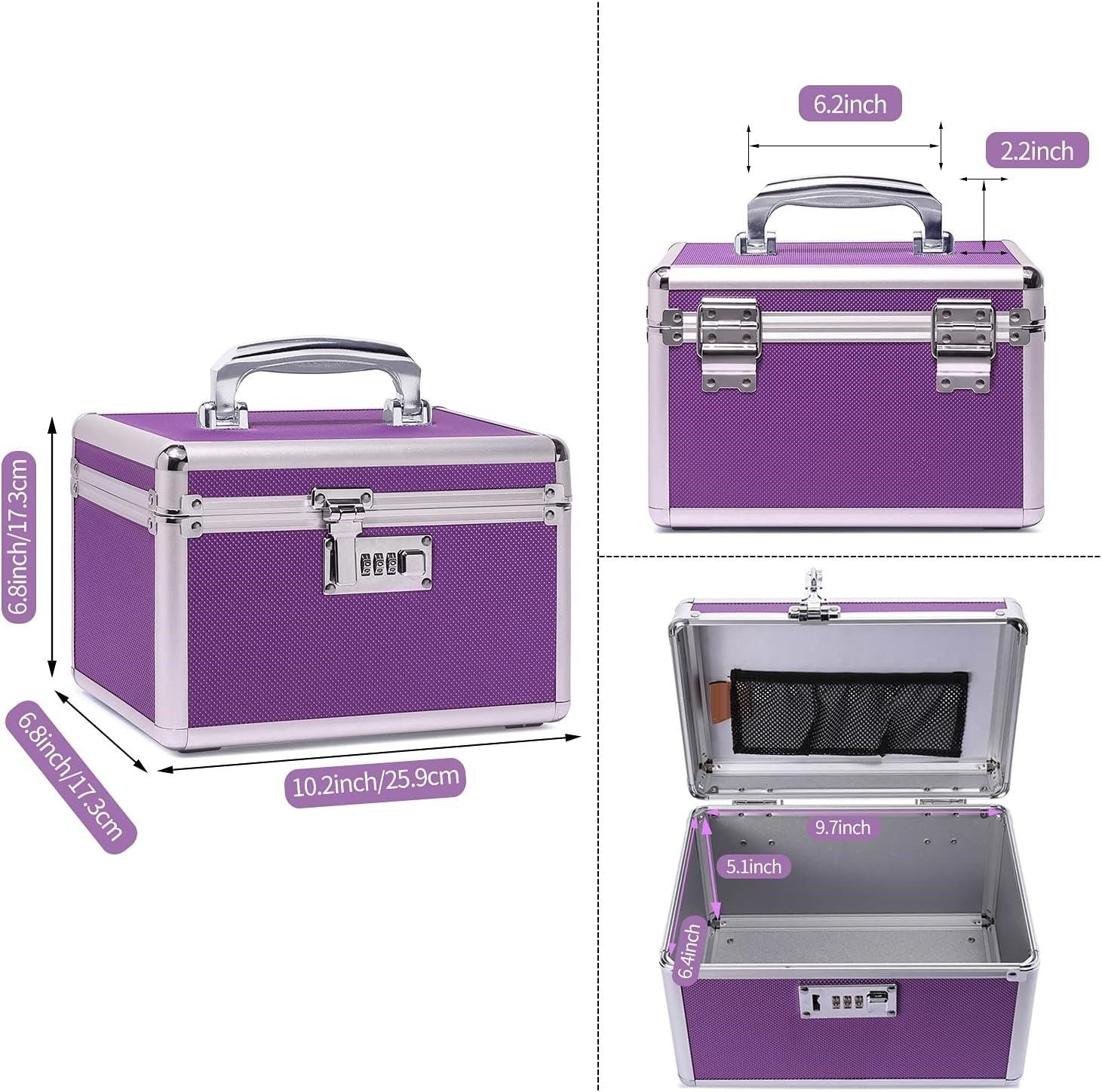 Locking Combination Medicine Box (Purple/Small)