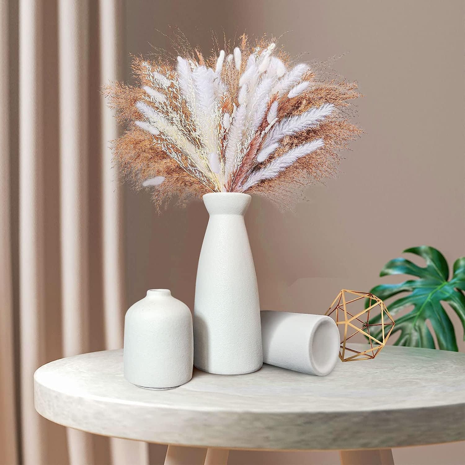 Ceramic Set of 3 Modern White Vases for Home D�cor