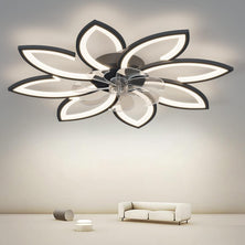 Modern Ceiling Light Fan, Low Profile, 6 Wind Speed, 3 Color (90cm, Black)