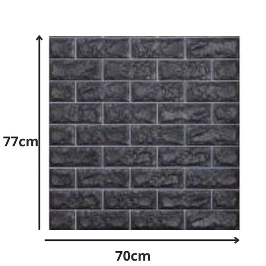 10PCS 3D Foam Black Brick Self Adhesive Home Wallpaper Panels 70 x 77cm