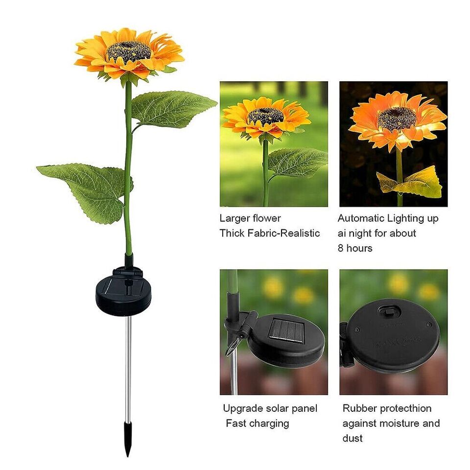 LED Solar Sunflower Lights Flower Lamp Landscape Lawn Path Garden AU Day