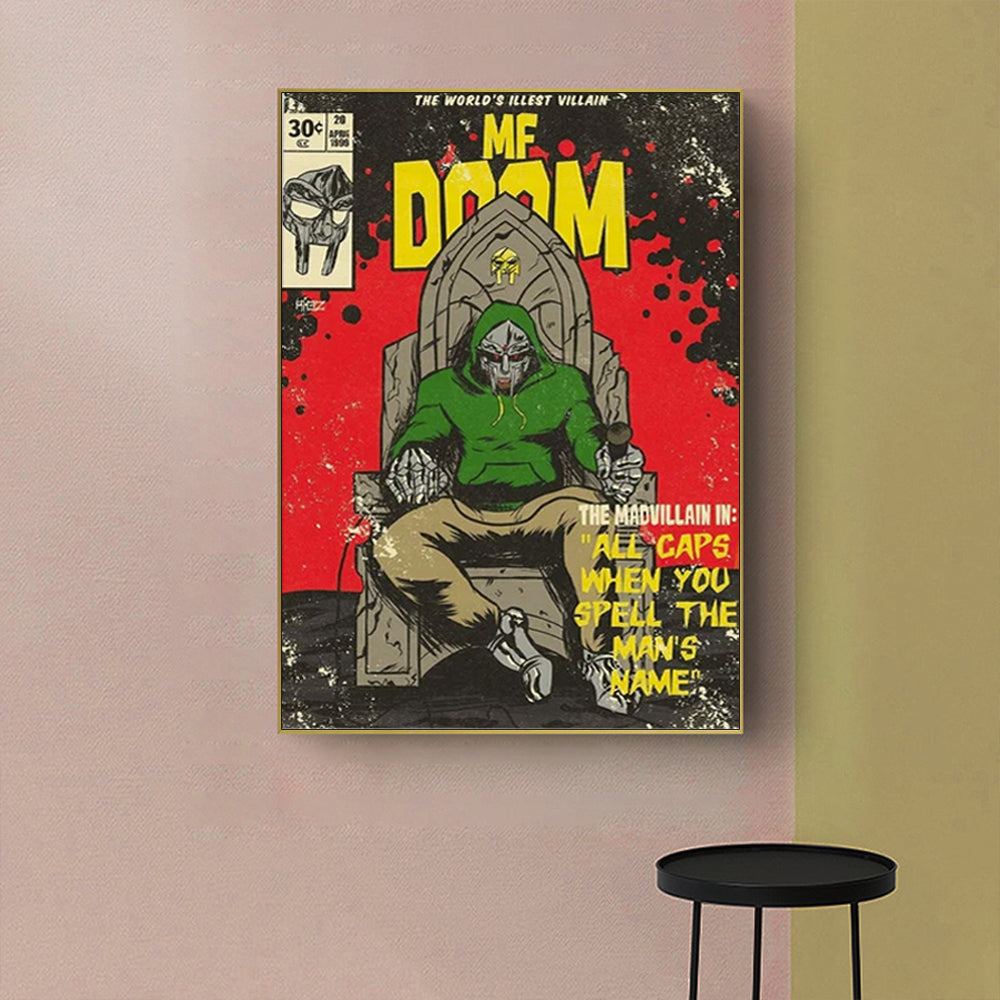 Wall Art 40cmx60cm MF DOOM Music Gold Frame Canvas