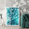 Wall Art 100cmx150cm Blue Ocean White Frame Canvas