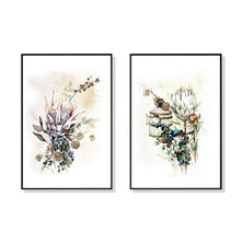 Wall Art 80cmx120cm Berries And Protea 2 Sets Black Frame Canvas