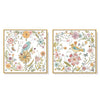 Wall Art 90cmx90cm Floral birds 2 Sets Gold Frame Canvas