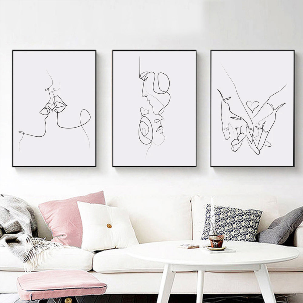 Wall Art 60cmx90cm Couples 3 Sets Black Frame Canvas