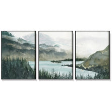 Wall Art 70cmx100cm Landscape 3 Sets Black Frame Canvas
