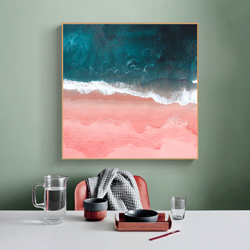 Wall Art 100cmx100cm Pink Sea Wood Frame Canvas