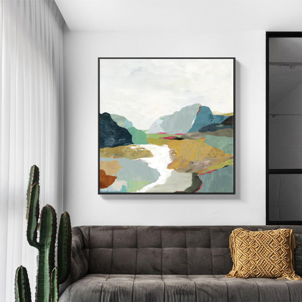 Wall Art 100cmx100cm September Afternoon Black Frame Canvas