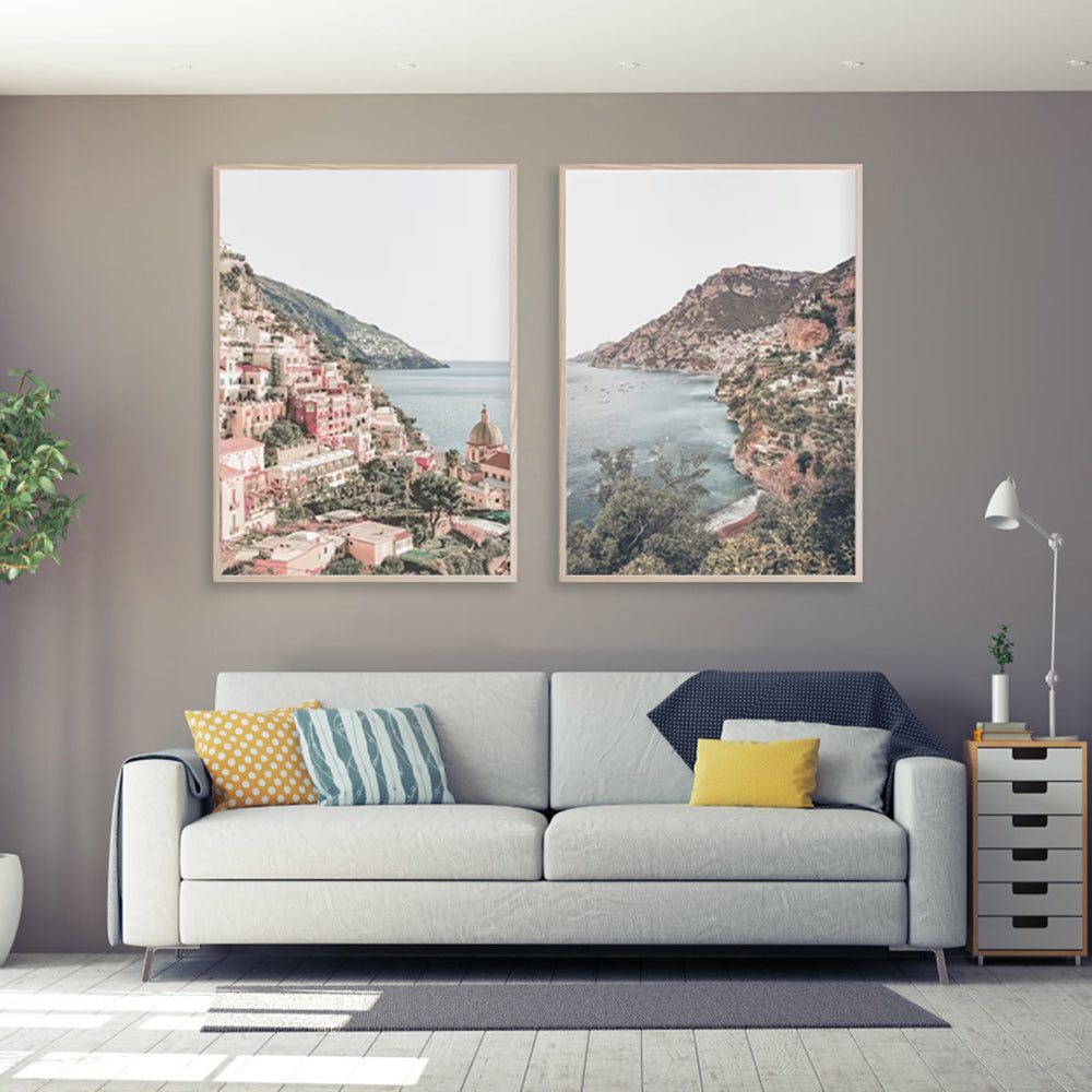 Wall Art 80cmx120cm Italy Positano 2 Sets Wood Frame Canvas