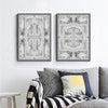 Wall Art 60cmx90cm Black White Pattern 2 Sets Black Frame Canvas