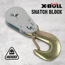 X-BULL 4Ton Snatch Block Pulley Hook Wire Rope Hoist For 4WD ATV UTV Off Road
