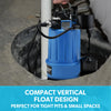 PROTEGE Tight Access Clean/Grey Water Submersible Sump Pump, Vertical Float Switch